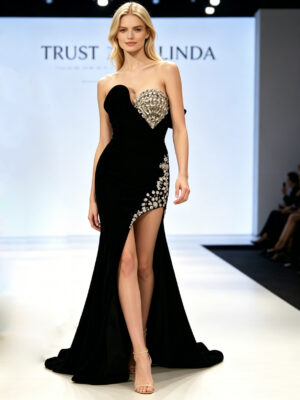 Black Off shoulder Maxi Dress A line Front Trust Linda