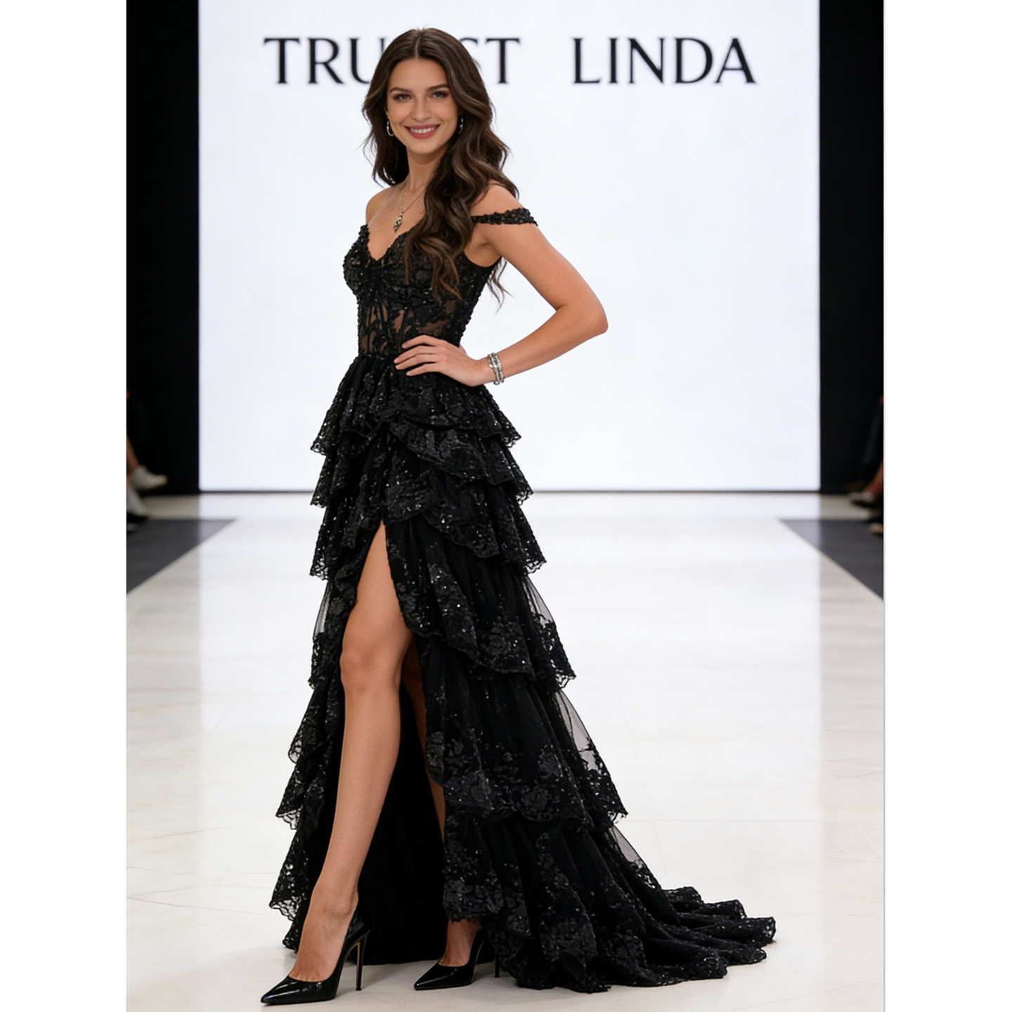 Forest Black Off Shoulder Long Dress Left Trust Linda