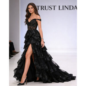 Forest Black Off Shoulder Long Dress Left Trust Linda