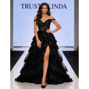 Forest Black Off Shoulder Long Dress Former Trust Linda (2)